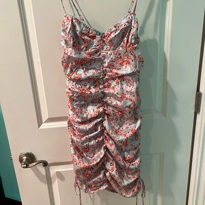 Blue dress with pink flowers